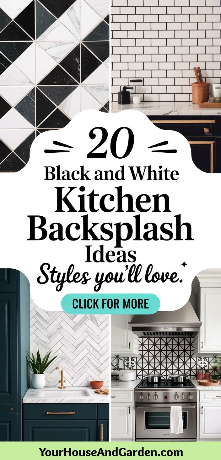20 Black and White Kitchen Backsplash Ideas for Style - 20 Black and White Kitchen Backsplash Ideas for Style