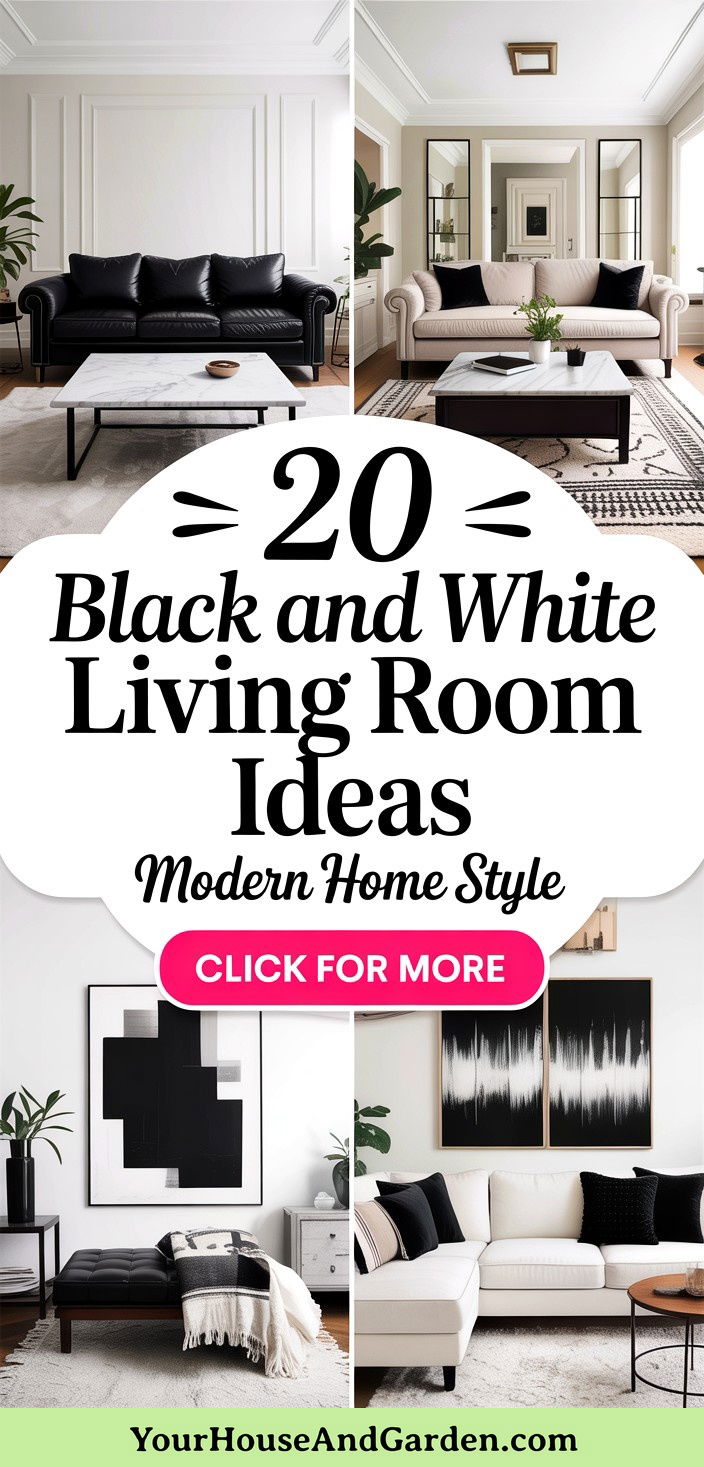 20 Black and White Living Room Ideas for Modern Homes - 20 Black and White Living Room Ideas for Modern Homes