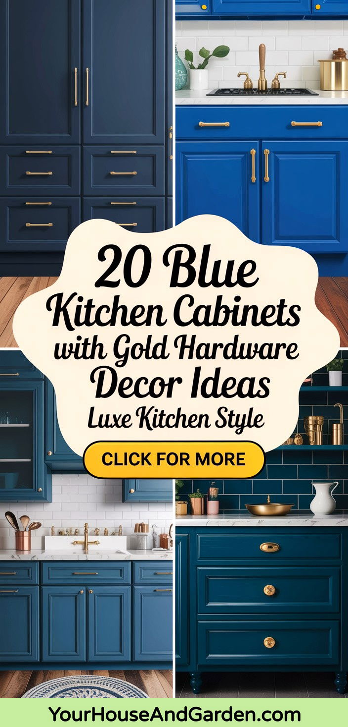 20 Blue Kitchen Cabinets with Gold Hardware Decor ideas - 20 Blue Kitchen Cabinets with Gold Hardware Decor ideas