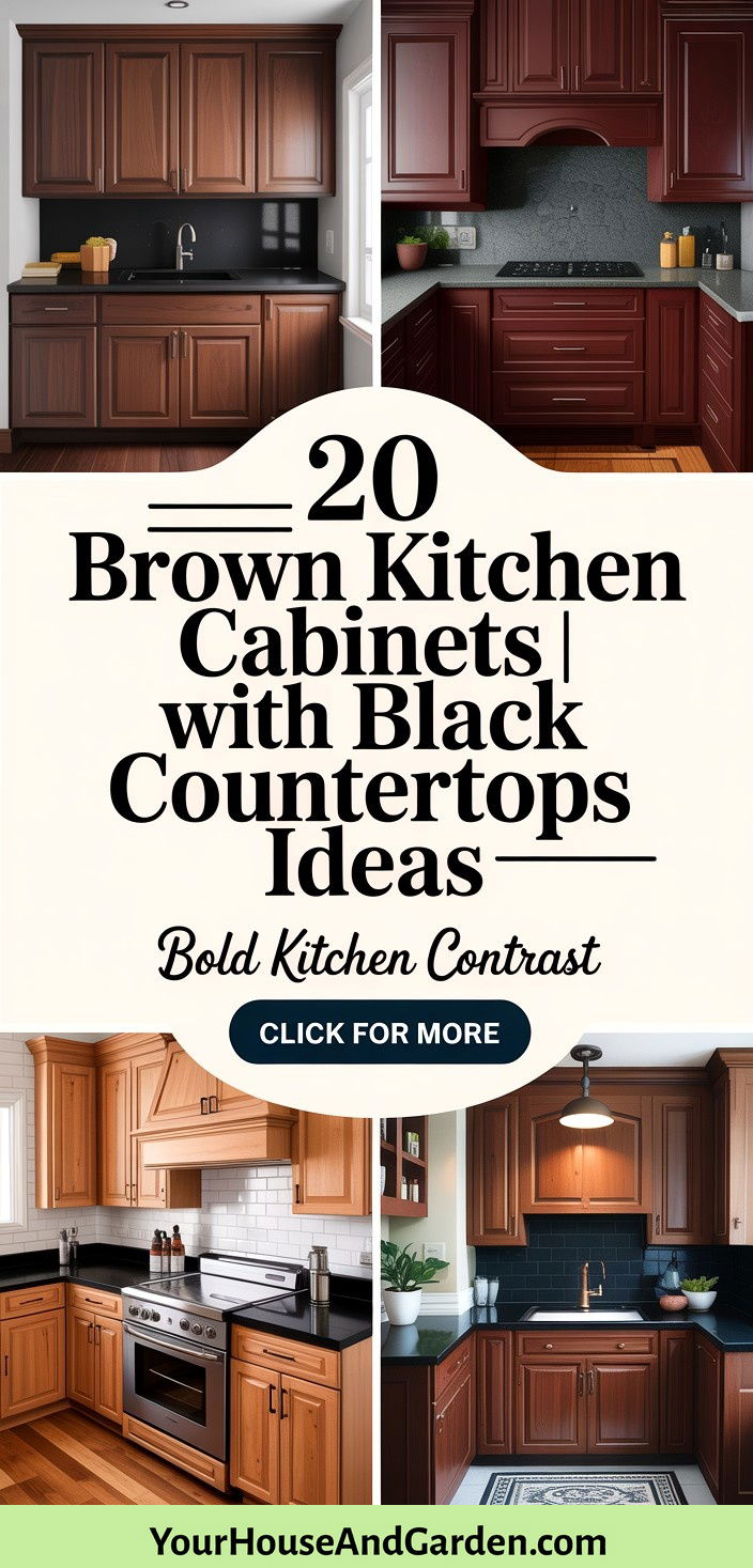 20 Brown Kitchen Cabinets with Black Countertops Ideas - 20 Brown Kitchen Cabinets with Black Countertops Ideas