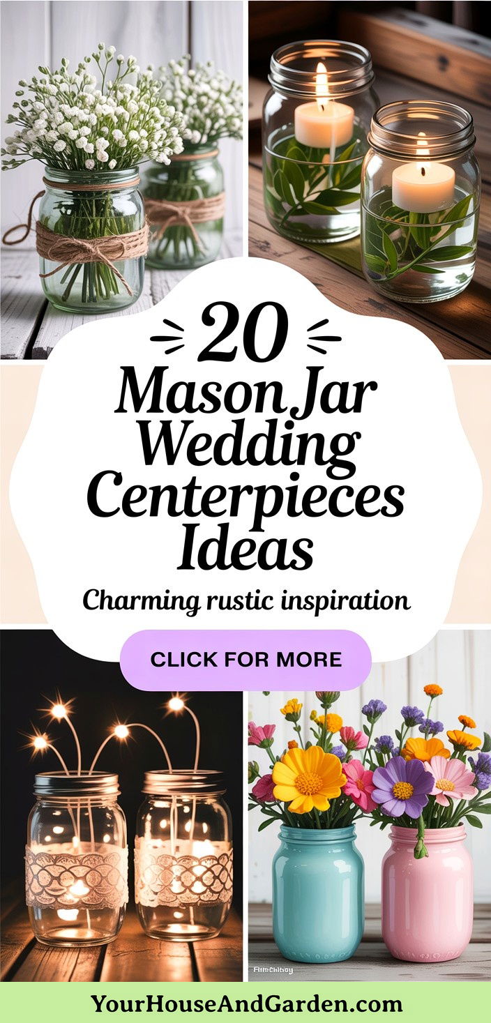 20 Charming Mason Jar Wedding Centerpieces Inspiration - 20 Charming Mason Jar Wedding Centerpieces Inspiration