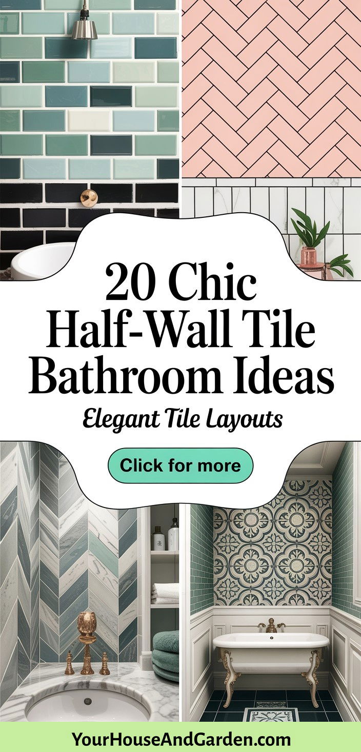 20 Chic Half-wall Tile Bathroom Ideas for Your Home - 20 Chic Half-wall Tile Bathroom Ideas for Your Home