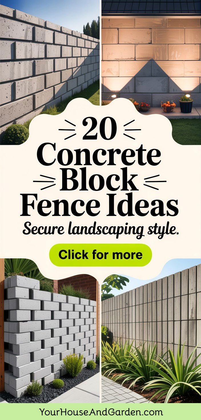 20 Concrete Block Fence Ideas for Secure Landscaping - 20 Concrete Block Fence Ideas for Secure Landscaping
