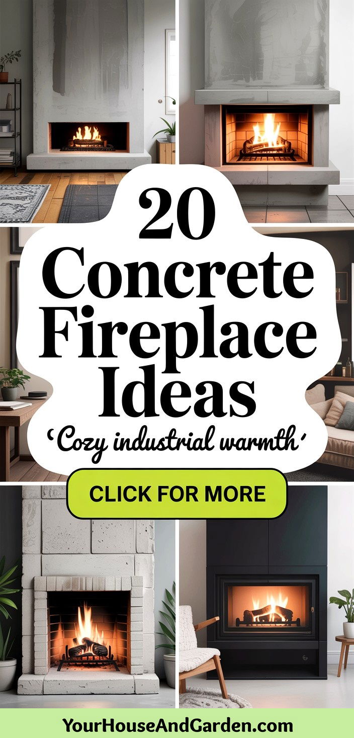 20 Concrete Fireplace Ideas for a Cozy Living Room - 20 Concrete Fireplace Ideas for a Cozy Living Room