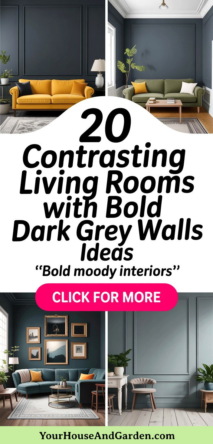 20 Contrasting Living Rooms With Bold Dark Grey Walls - 20 Contrasting Living Rooms With Bold Dark Grey Walls