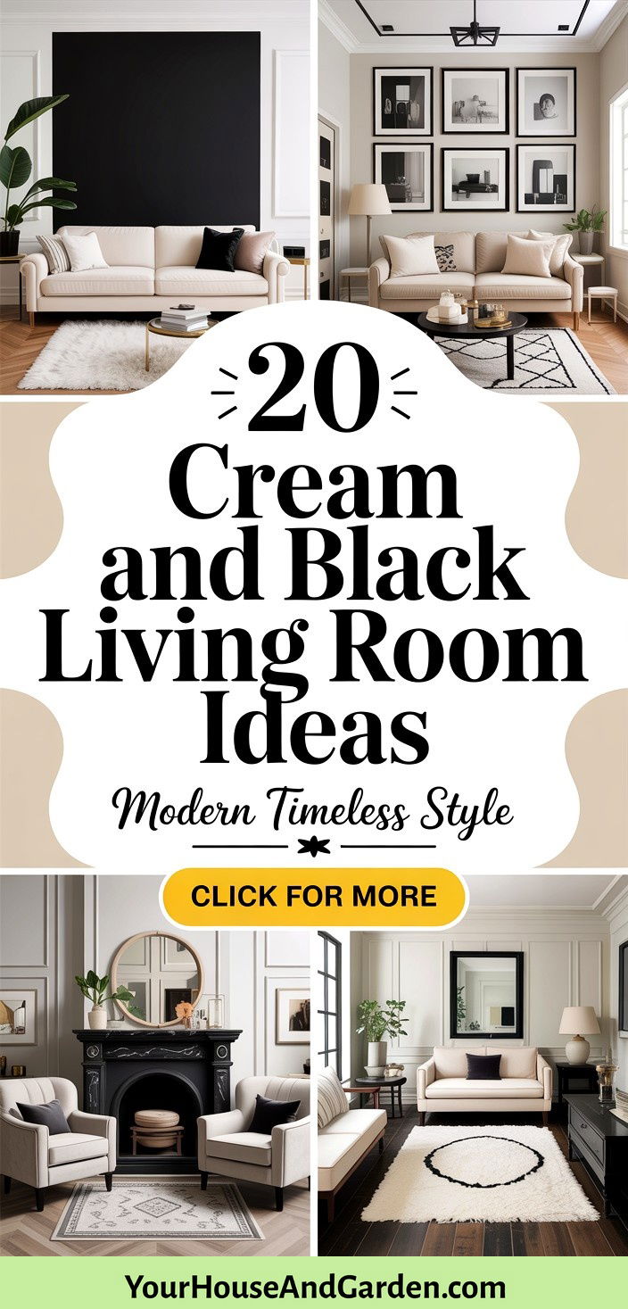 20 Cream and Black Living Room Ideas for Timeless Style - 20 Cream and Black Living Room Ideas for Timeless Style