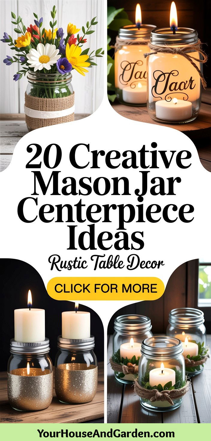 20 Creative Mason Jar Centerpiece Ideas for Every Table - 20 Creative Mason Jar Centerpiece Ideas for Every Table