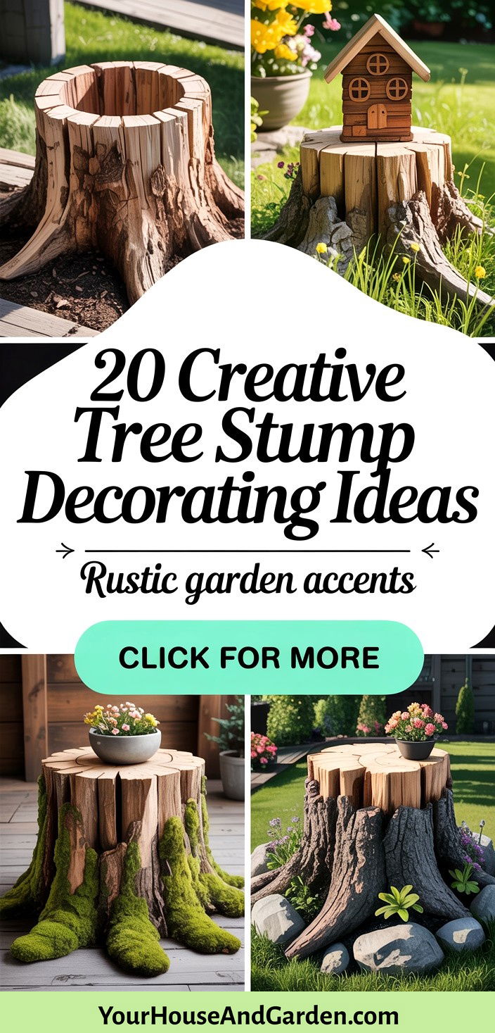 20 Creative Tree Stump Decorating Ideas for Rustic Garden Charm - 20 Creative Tree Stump Decorating Ideas for Rustic Garden Charm