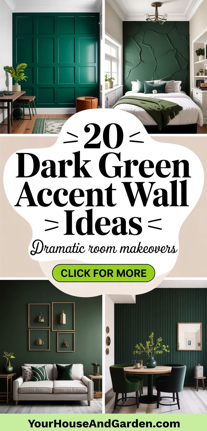 20 Dark Green Accent Wall Ideas for Dramatic Spaces - 20 Dark Green Accent Wall Ideas for Dramatic Spaces