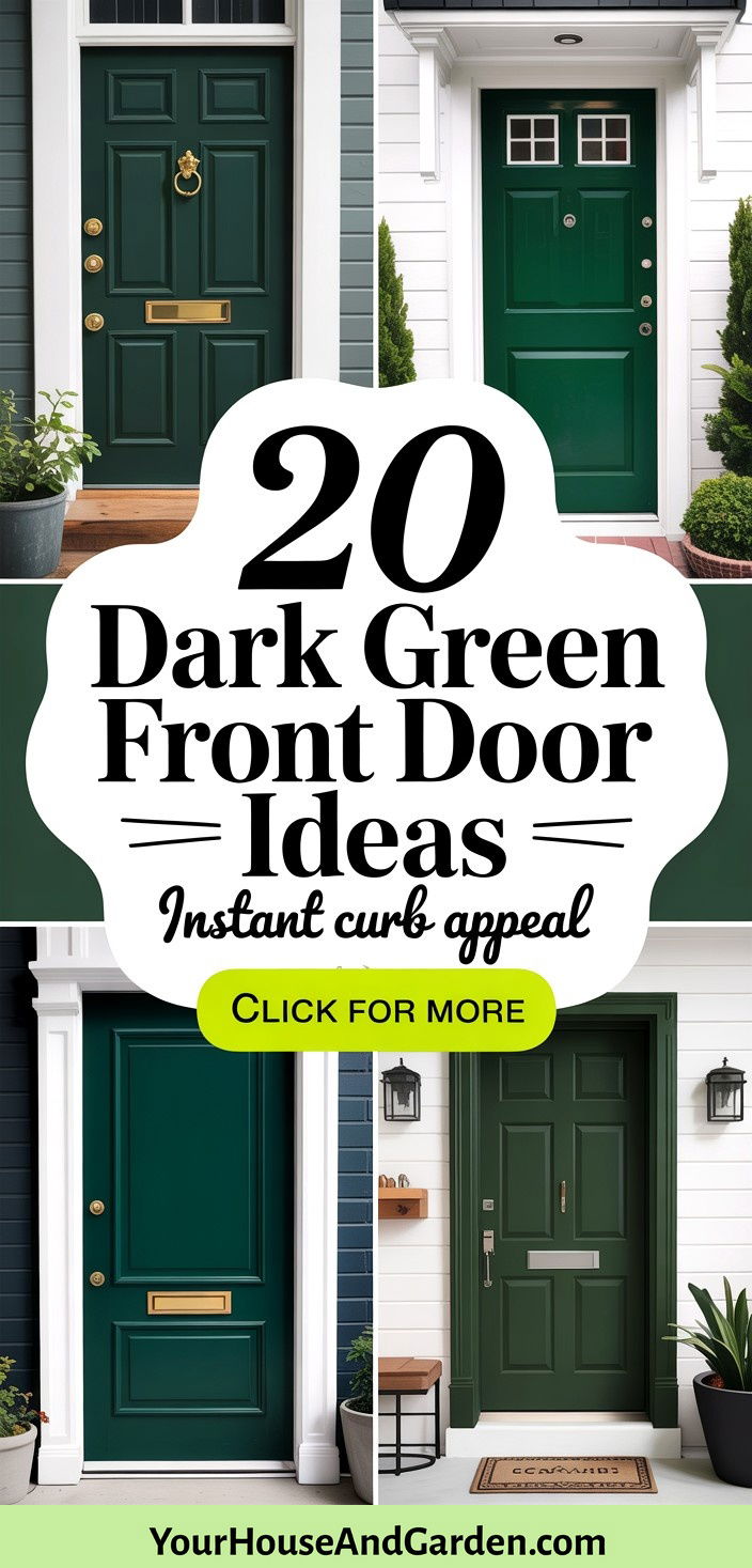 20 Dark Green Front Door Ideas for Curb Appeal - 20 Dark Green Front Door Ideas for Curb Appeal