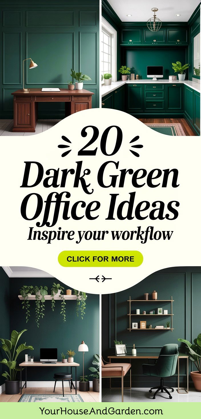 20 Dark Green Office Ideas for Inspired Workspaces - 20 Dark Green Office Ideas for Inspired Workspaces