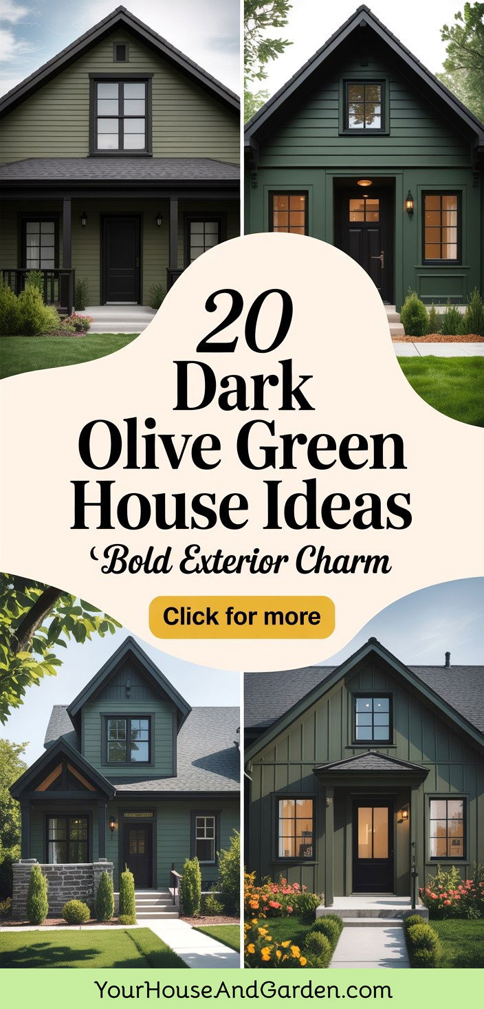 20 Dark Olive Green House With Black Trim Design Inspirations - 20 Dark Olive Green House With Black Trim Design Inspirations