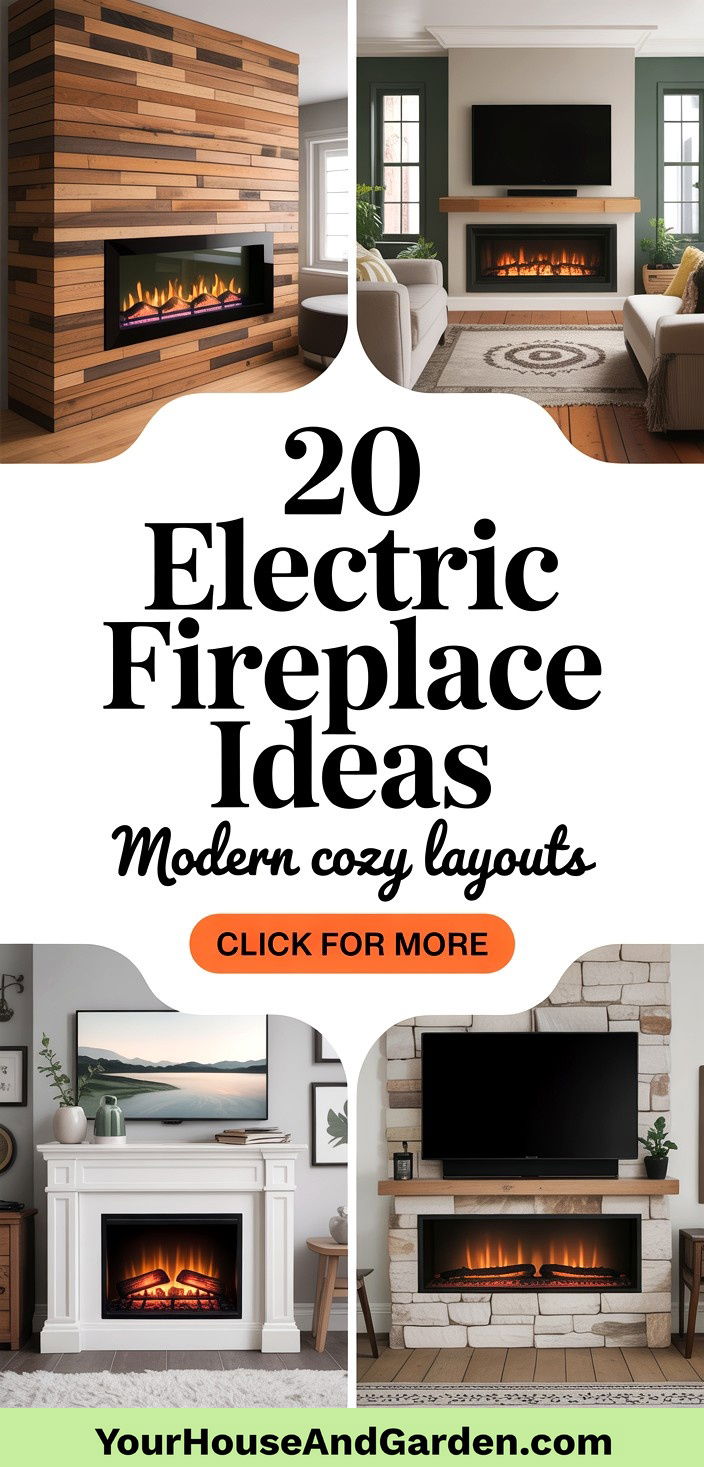20 Electric Fireplace Ideas With TV Above Modern Layouts