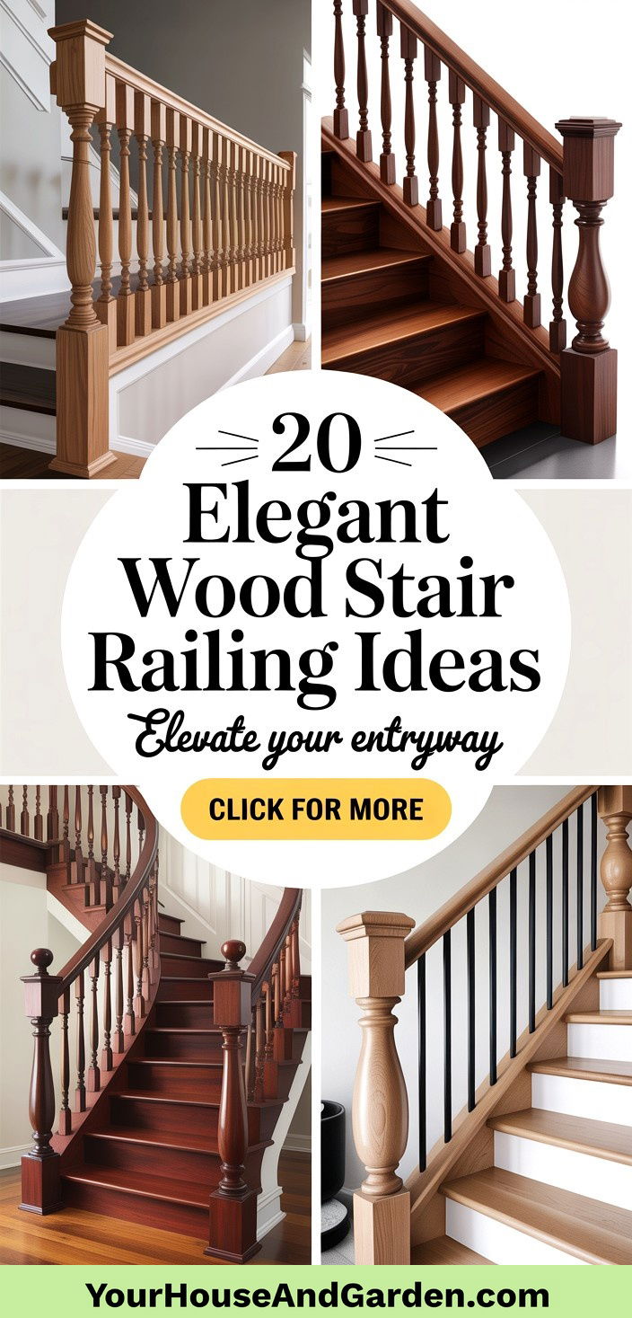 20 Elegant Wood Stair Railing Ideas for Entryways - 20 Elegant Wood Stair Railing Ideas for Entryways