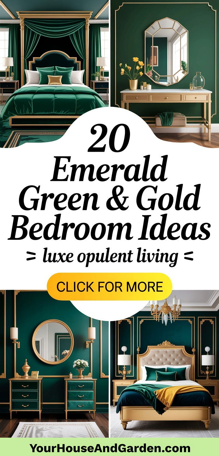 20 Emerald Green and Gold Bedroom Ideas for Opulent Style - 20 Emerald Green & Gold Bedroom Ideas for Opulent Style