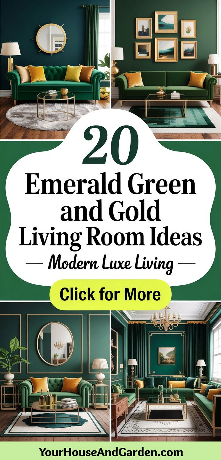 20 Emerald Green and Gold Living Room Ideas Luxe Style