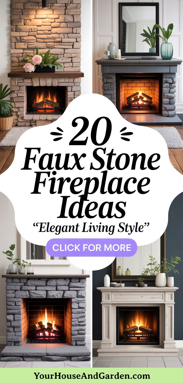 20 Faux Stone Fireplace Ideas for Elegant Living Rooms - 20 Faux Stone Fireplace Ideas for Elegant Living Rooms