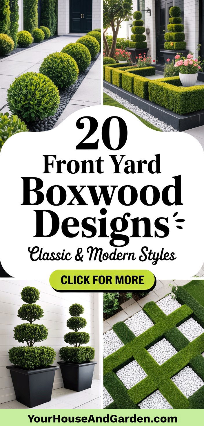20 Front Yard Boxwood Designs Classic and Modern Styles