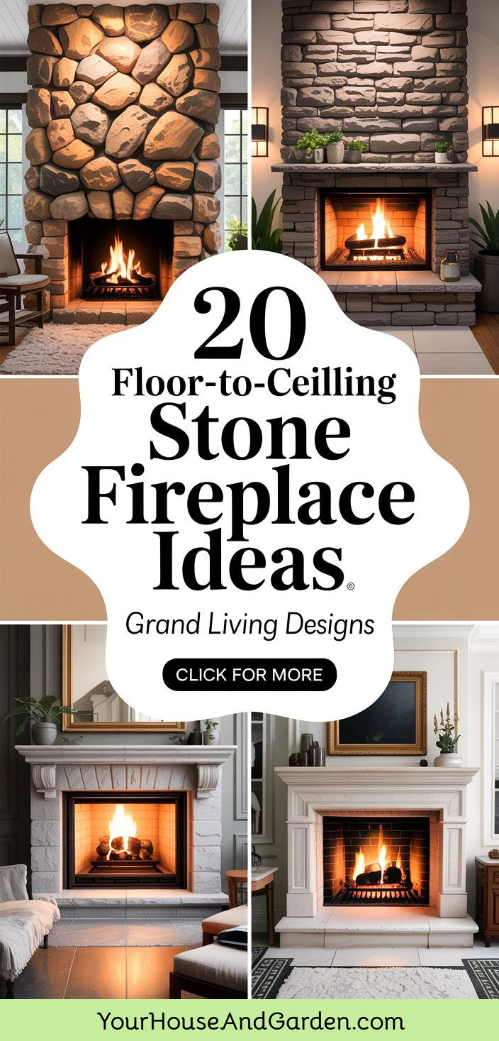 20 Gorgeous Floor-to-Ceiling Stone Fireplace Design Concepts - 20 Gorgeous Floor-to-Ceiling Stone Fireplace Design Concepts