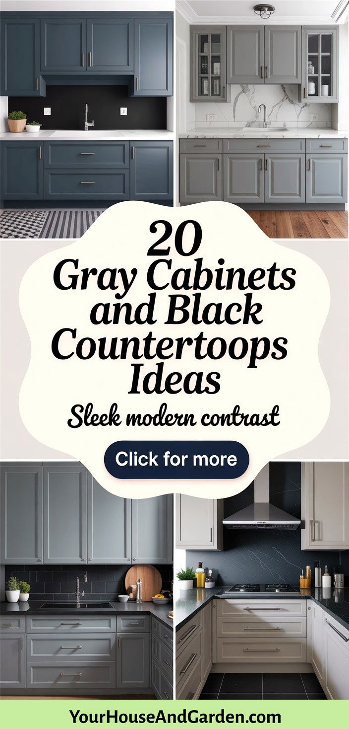 20 Gray Cabinets and Black Countertops Kitchen Ideas - 20 Gray Cabinets and Black Countertops Kitchen Ideas