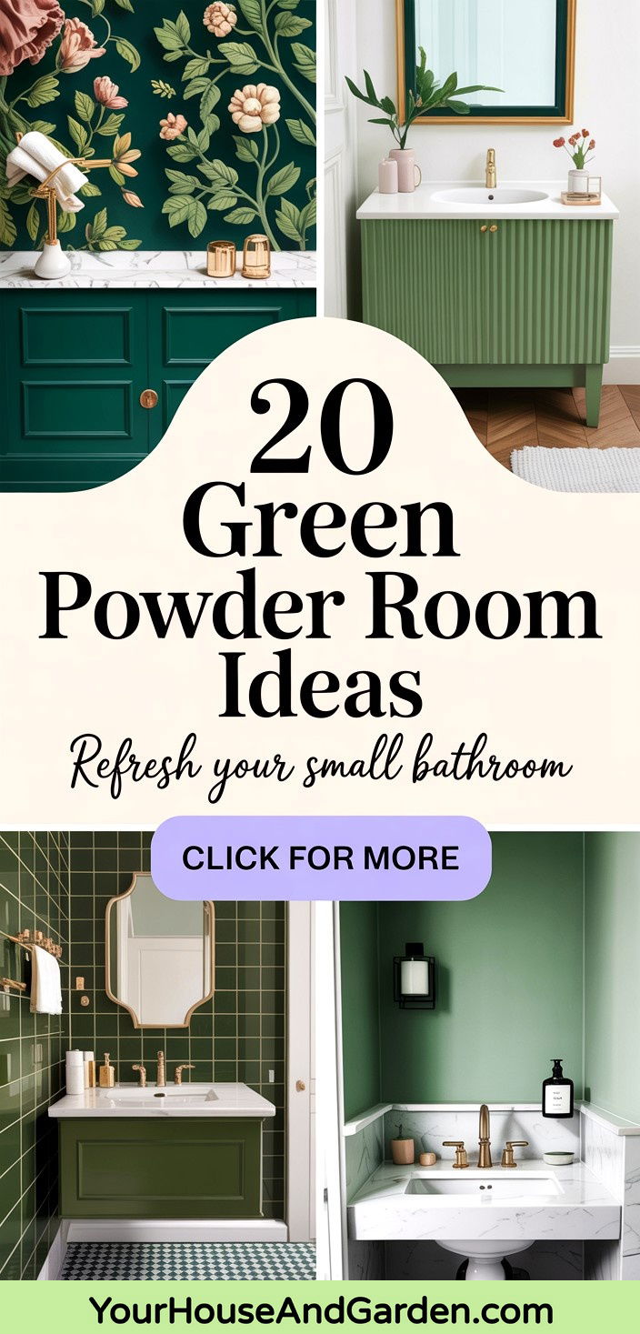 20 Green Powder Room Ideas to Refresh Your Small Bathroom - 20 Green Powder Room Ideas to Refresh Your Small Bathroom