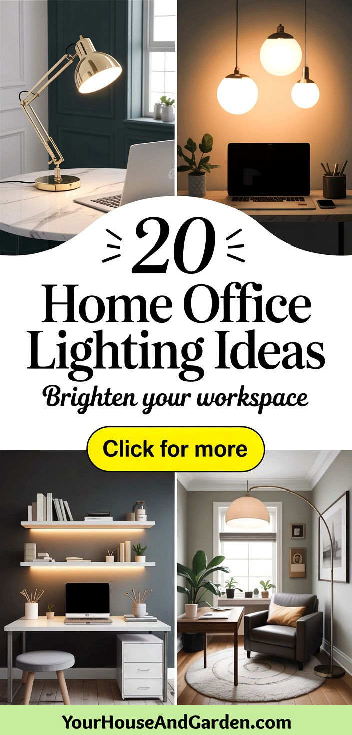 20 Home Office Lighting Ideas to Brighten Your Workspace - 20 Home Office Lighting Ideas to Brighten Your Workspace