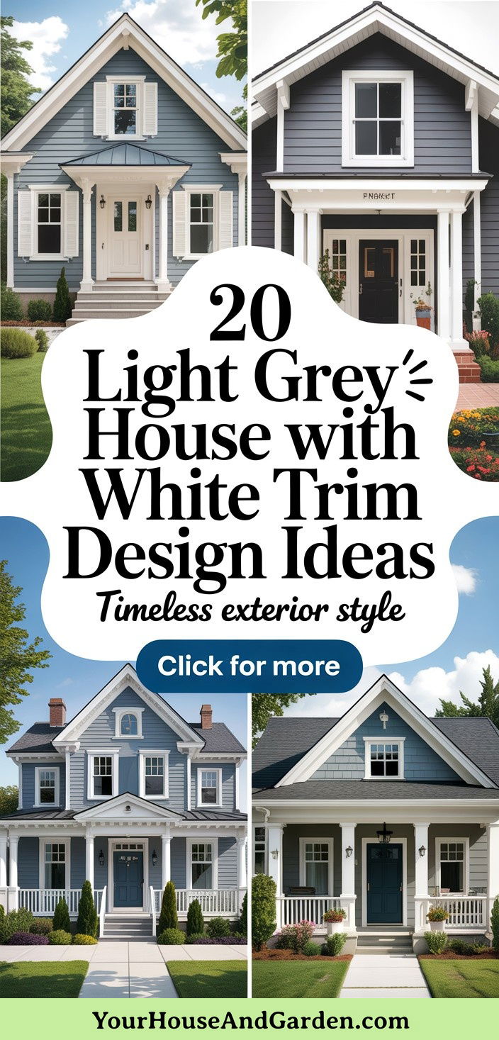 20 Light Grey House With White Trim Design Ideas - 20 Light Grey House With White Trim Design Ideas
