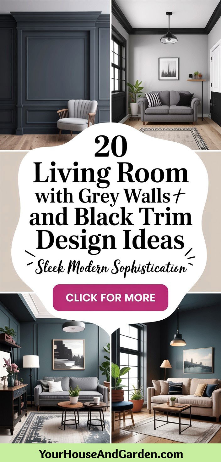 20 Living Room With Grey Walls and Black Trim Design Ideas - 20 Living Room With Grey Walls and Black Trim Design Ideas