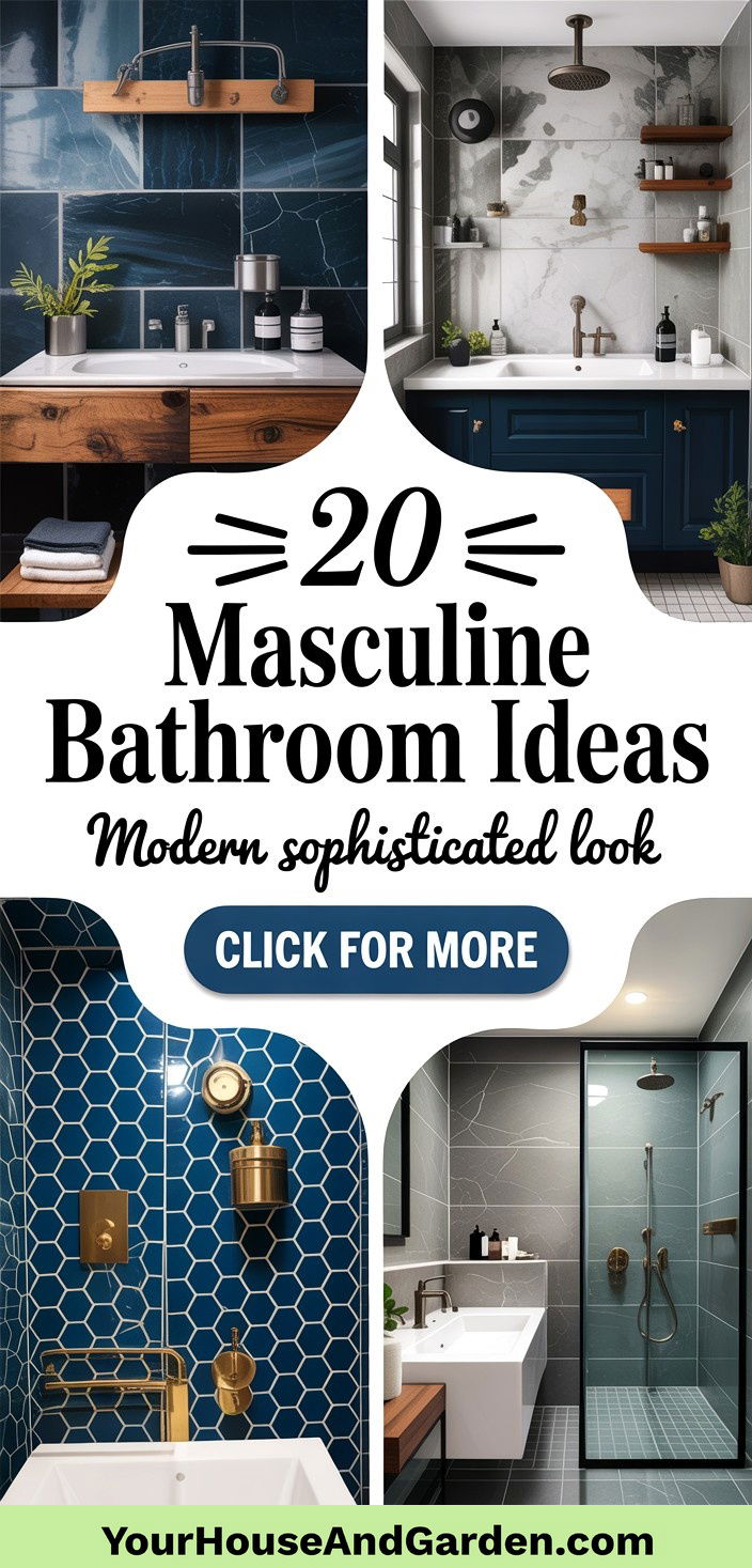 20 Masculine Bathroom Ideas for a Modern Sophisticated Look - 20 Masculine Bathroom Ideas for a Modern Sophisticated Look