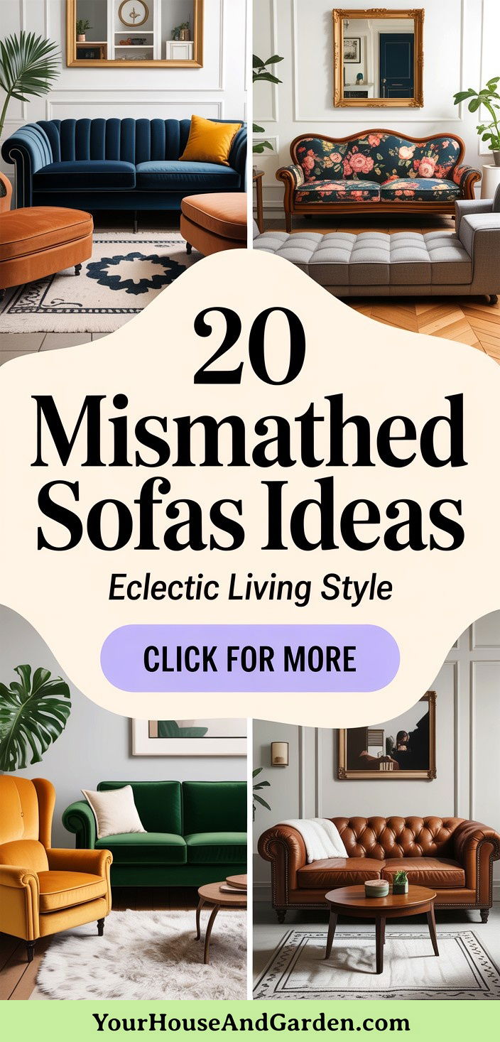 20 Mismatched Sofas Ideas for Eclectic Living Room Designs - 20 Mismatched Sofas Ideas for Eclectic Living Room Designs