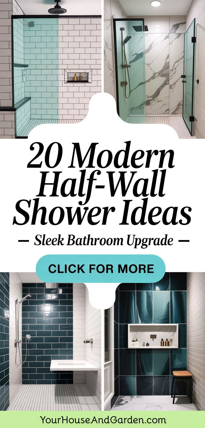 20 Modern Half-wall Shower Ideas for Stylish Bathrooms - 20 Modern Half-wall Shower Ideas for Stylish Bathrooms