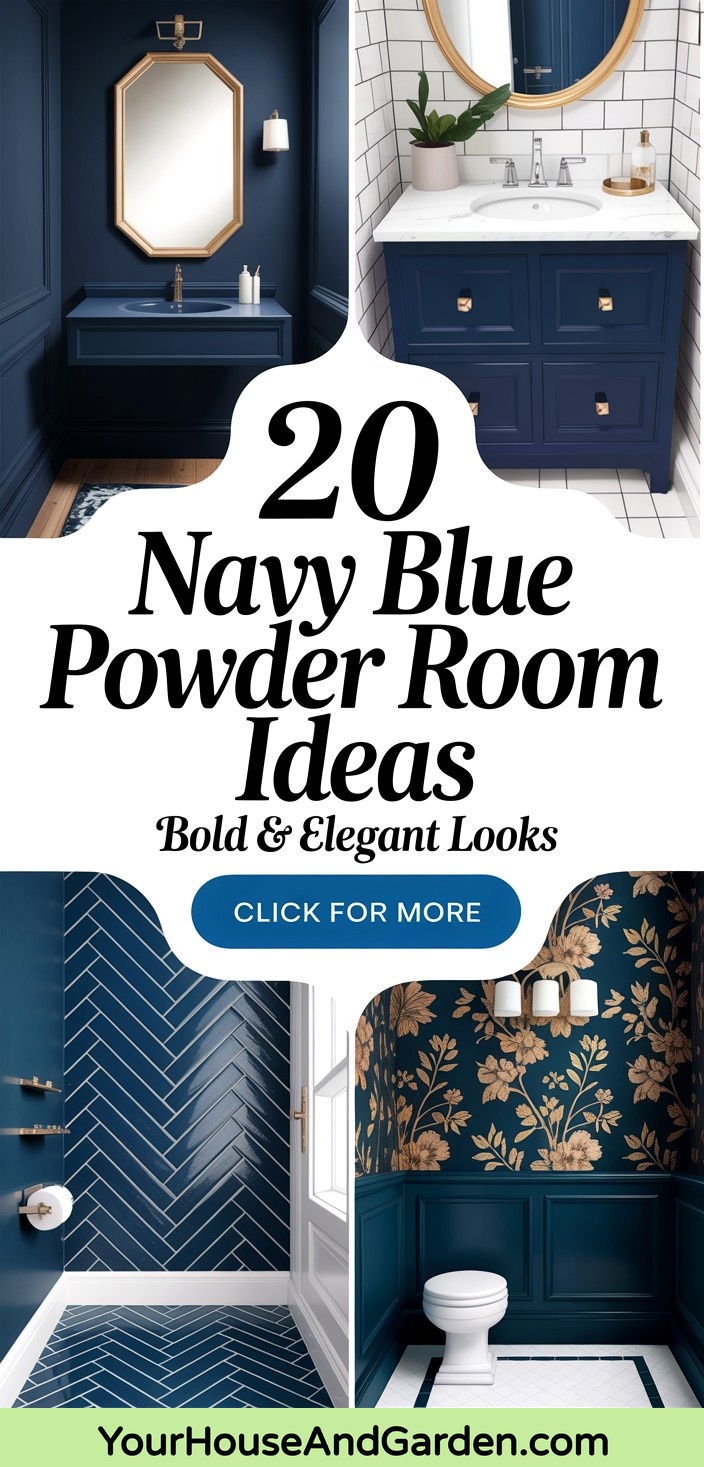 20 Navy Blue Powder Room Ideas for a Bold Elegant Look - 20 Navy Blue Powder Room Ideas for a Bold, Elegant Look