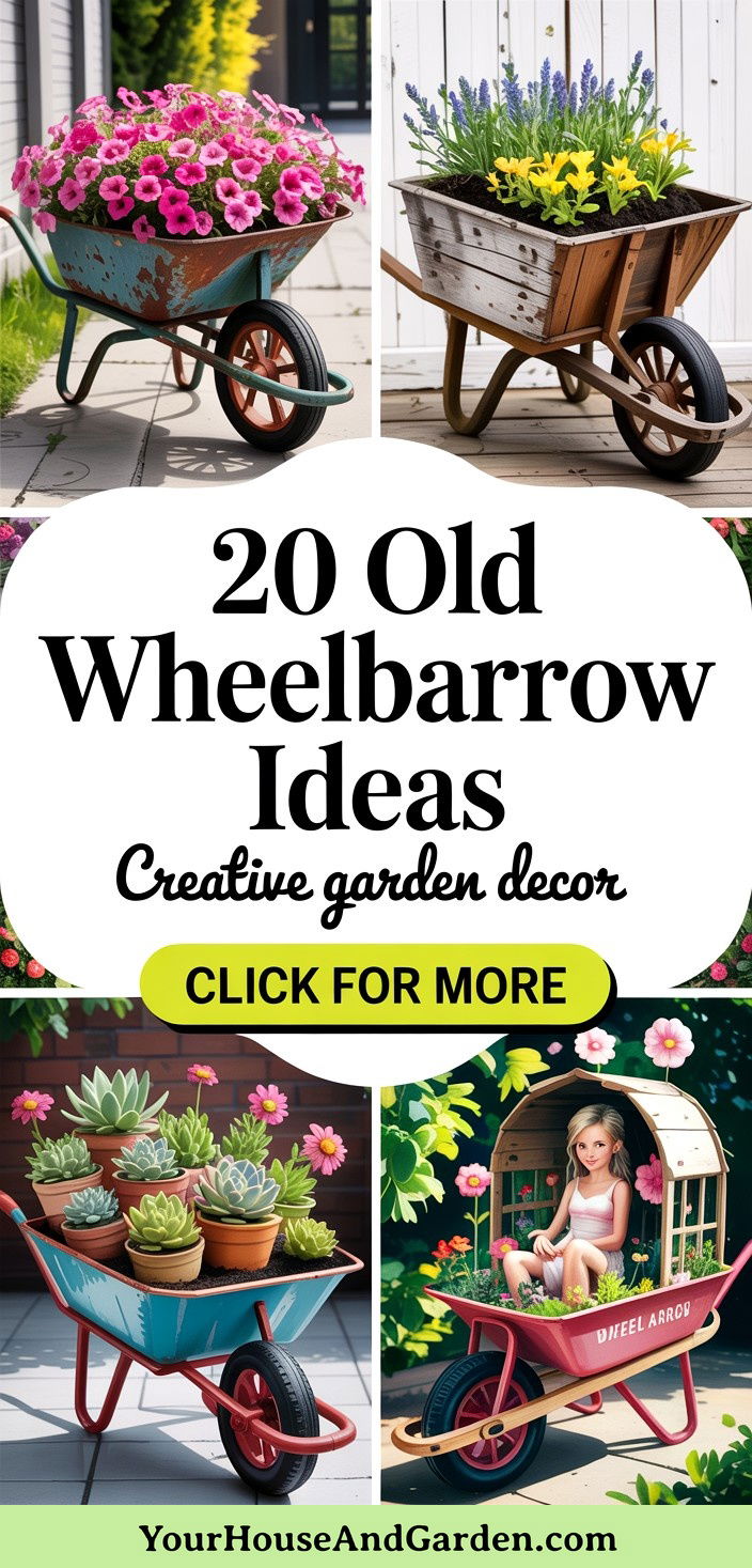 20 Old Wheelbarrow Ideas for Creative Garden Decor - 20 Old Wheelbarrow Ideas for Creative Garden Decor