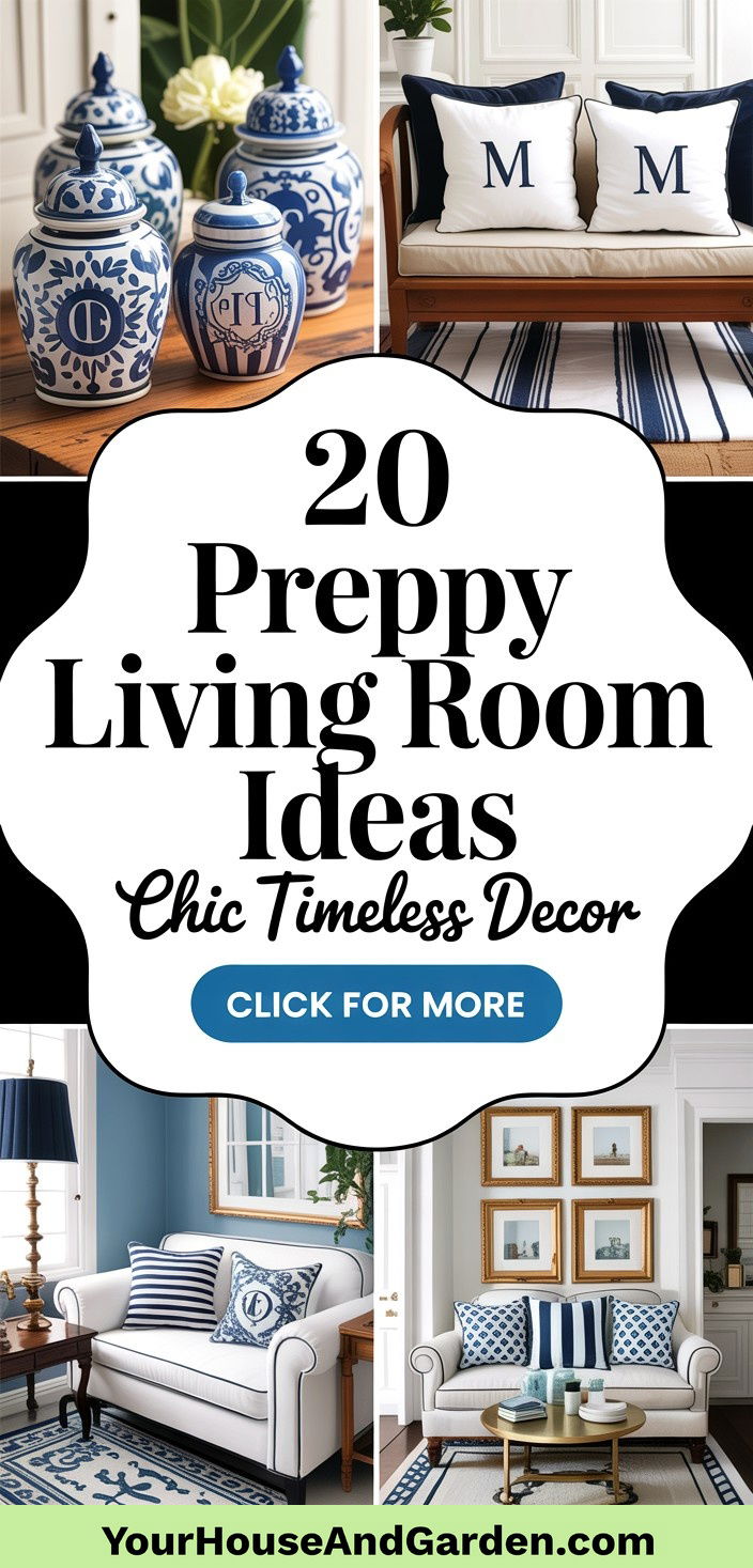 20 Preppy Living Room Ideas for Classic and Chic Interiors - 20 Preppy Living Room Ideas for Classic & Chic Interiors