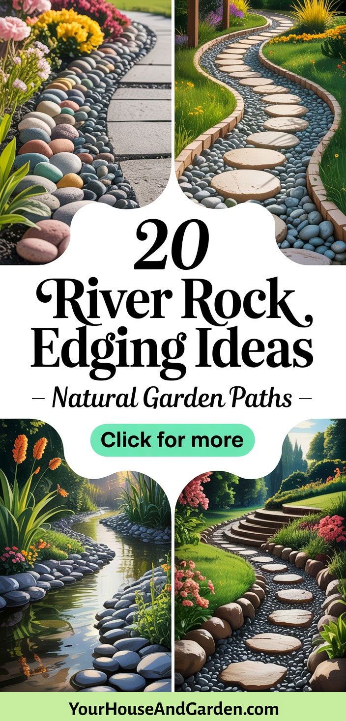 20 River Rock Edging Ideas for Natural Garden Borders and Paths - 20 River Rock Edging Ideas for Natural Garden Borders & Paths