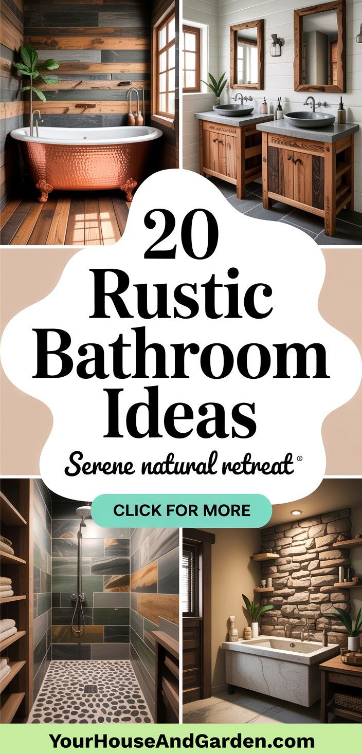 20 Rustic Bathroom Ideas to Create a Serene Natural Retreat - 20 Rustic Bathroom Ideas to Create a Serene Natural Retreat