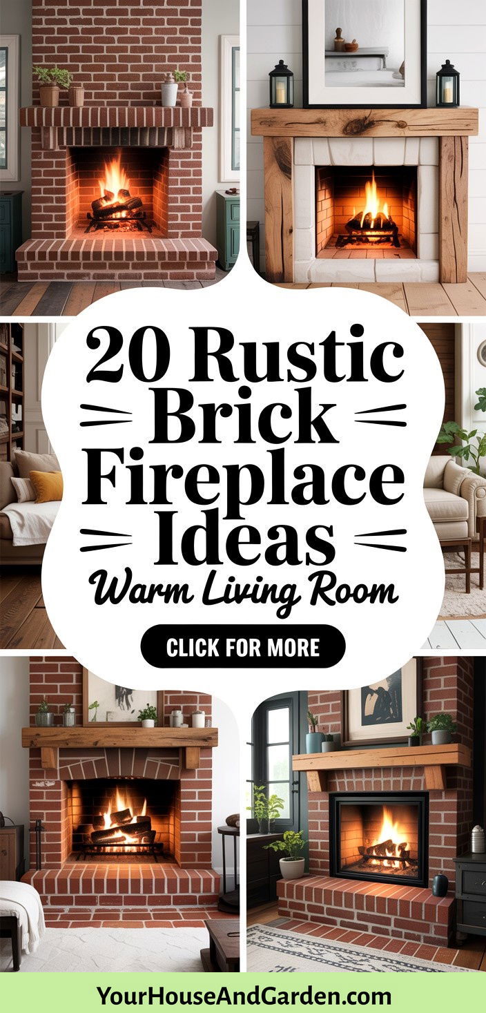 20 Rustic Brick Fireplace Ideas for a Warm Living Room - 20 Rustic Brick Fireplace Ideas for a Warm Living Room