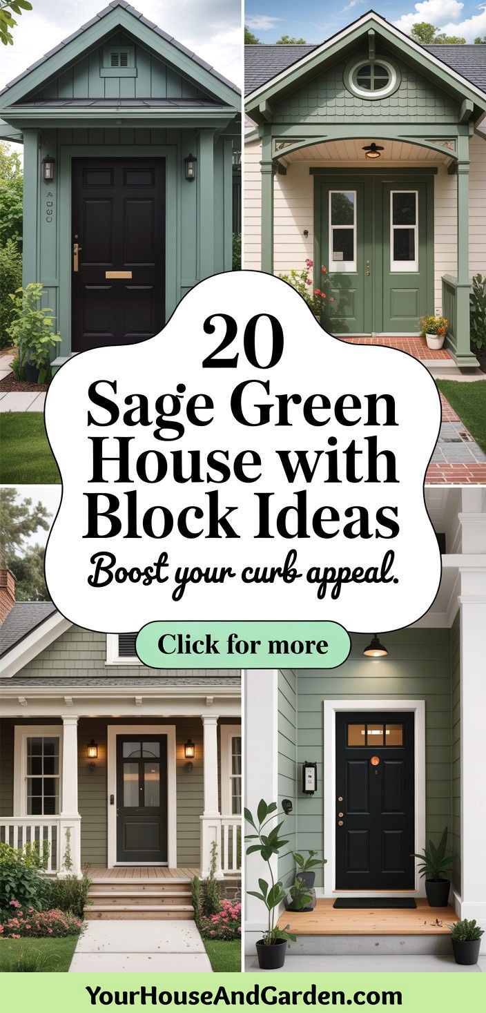 20 Sage Green House With Black Door Curb Appeal