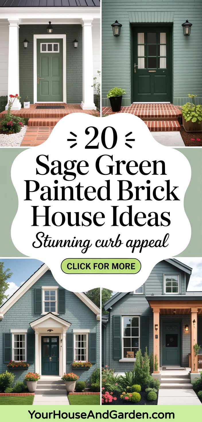 20 Sage Green Painted Brick House Ideas Exterior Makeover