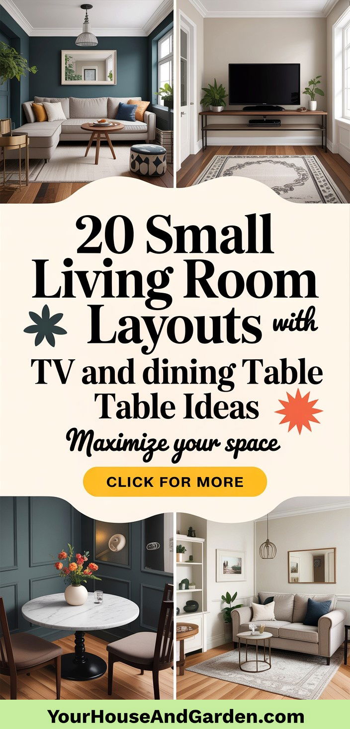 20 Small Living Room Layouts with TV and Dining Table Ideas - 20 Small Living Room Layouts with TV and Dining Table Ideas