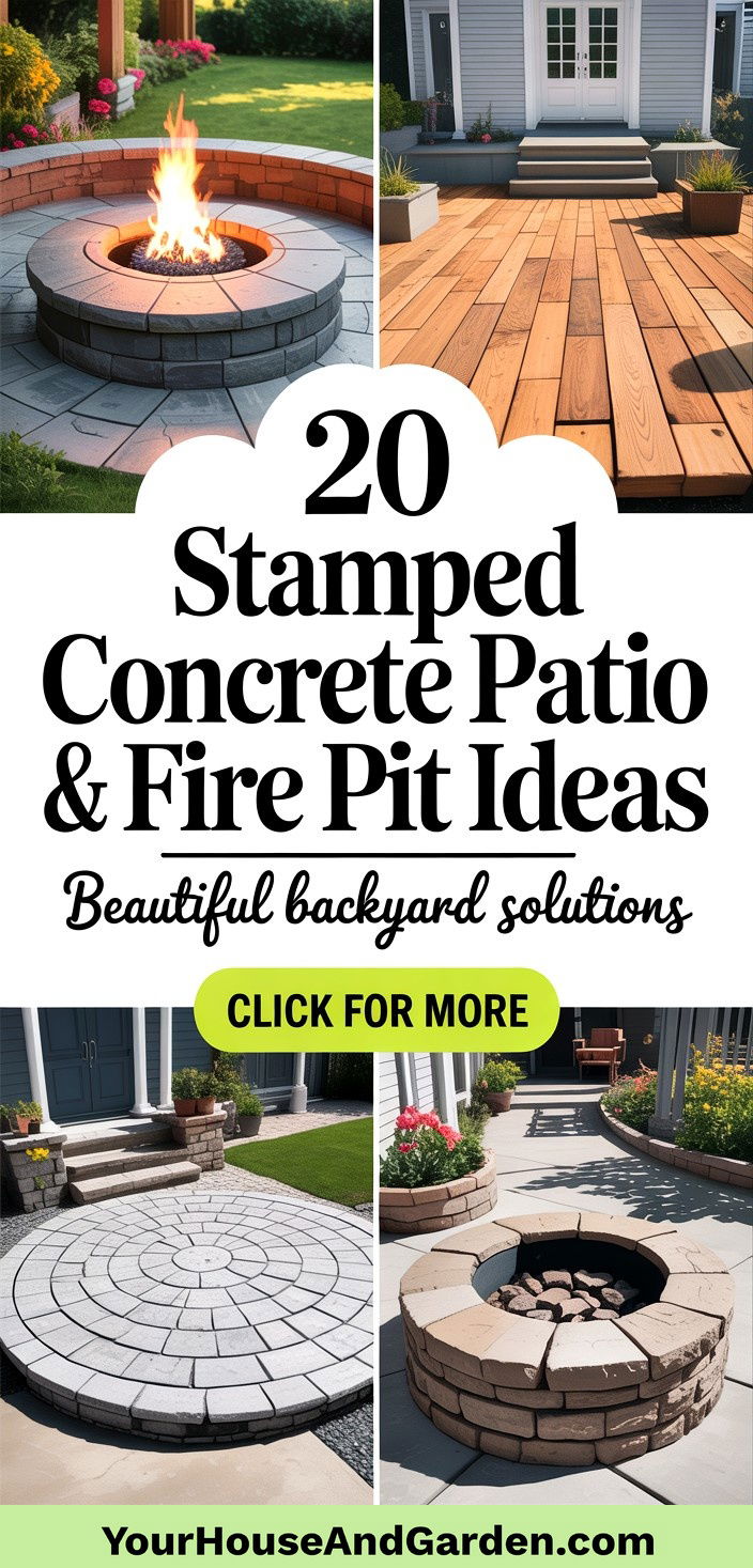 20 Stamped Concrete Patio and Fire Pit Ideas for Backyards - 20 Stamped Concrete Patio & Fire Pit Ideas for Backyards