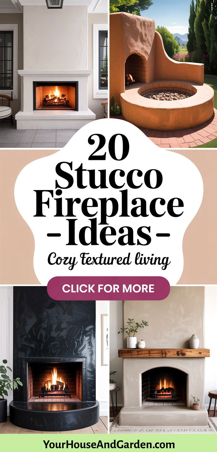 20 Stucco Fireplace Ideas for a Textured Cozy Focal Point - 20 Stucco Fireplace Ideas for a Textured Cozy Focal Point