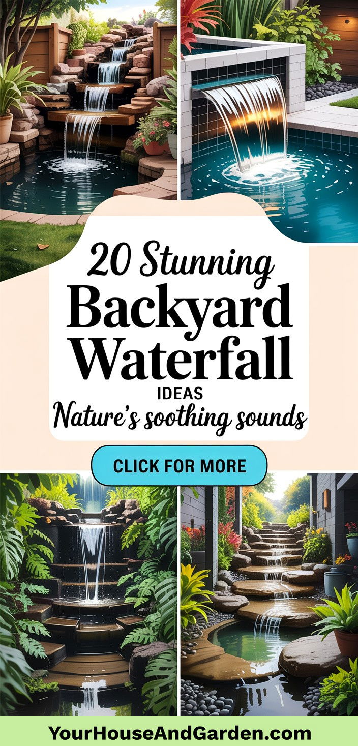 20 Stunning Backyard Waterfall Ideas for Serene Garden Spaces - 20 Stunning Backyard Waterfall Ideas for Serene Garden Spaces