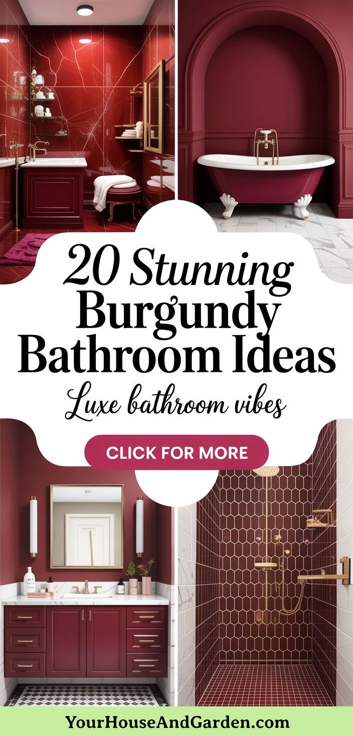 20 Stunning Burgundy Bathroom Ideas for a Luxe Look - 20 Stunning Burgundy Bathroom Ideas for a Luxe Look