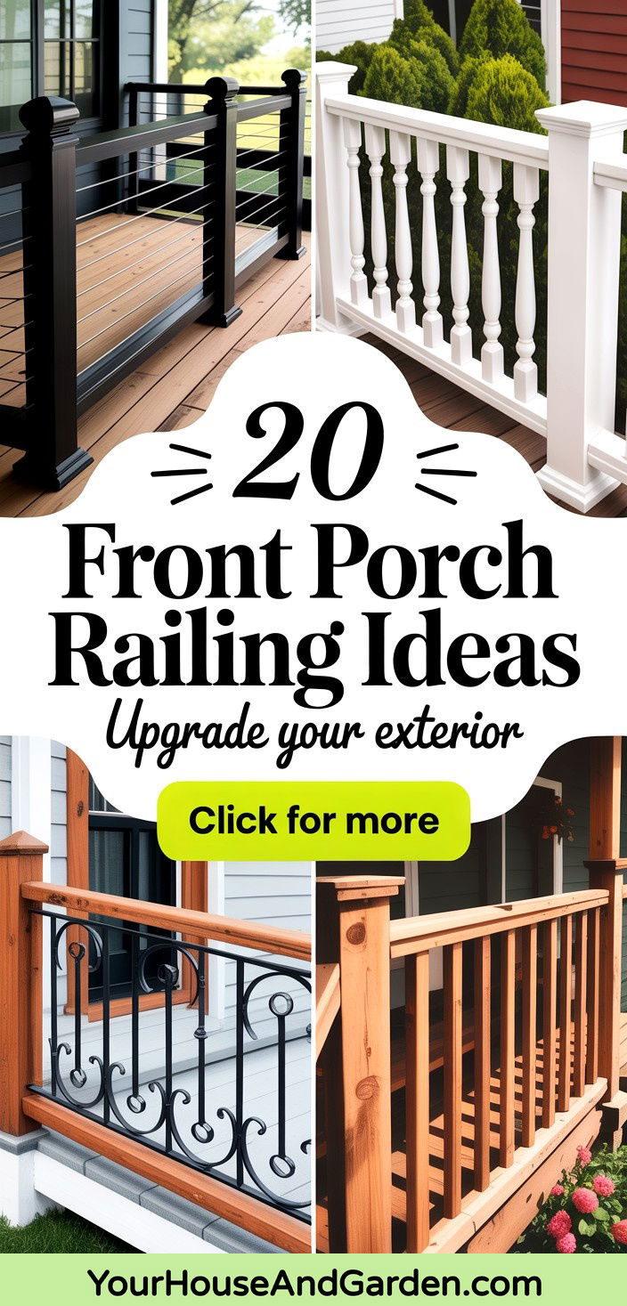 20 Stunning Front Porch Railing Ideas for Home Exteriors - 20 Stunning Front Porch Railing Ideas for Home Exteriors