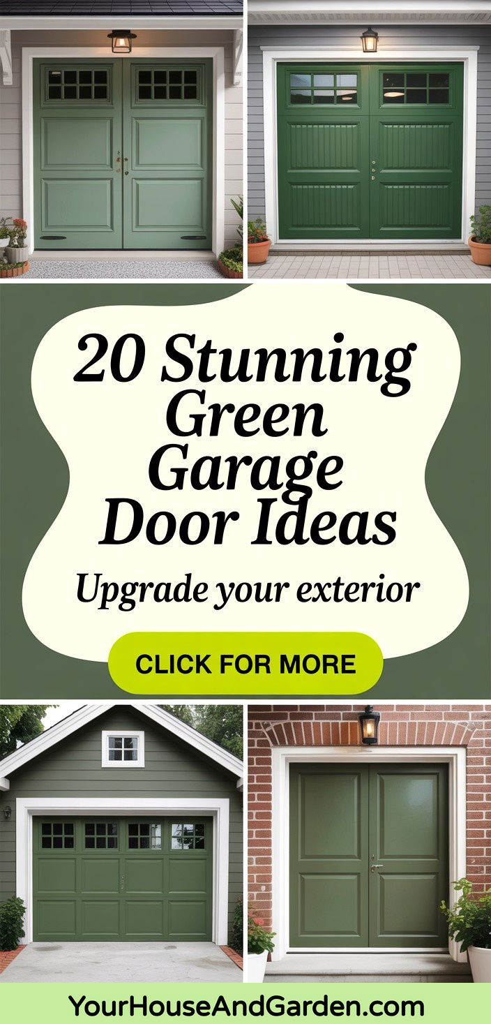 20 Stunning Green Garage Door Ideas for Home Exteriors - 20 Stunning Green Garage Door Ideas for Home Exteriors