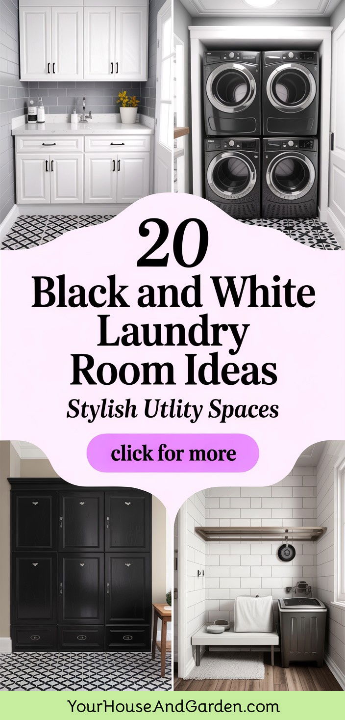 20 Stylish Black and White Laundry Room Ideas Youll Love - 20 Stylish Black and White Laundry Room Ideas You'll Love