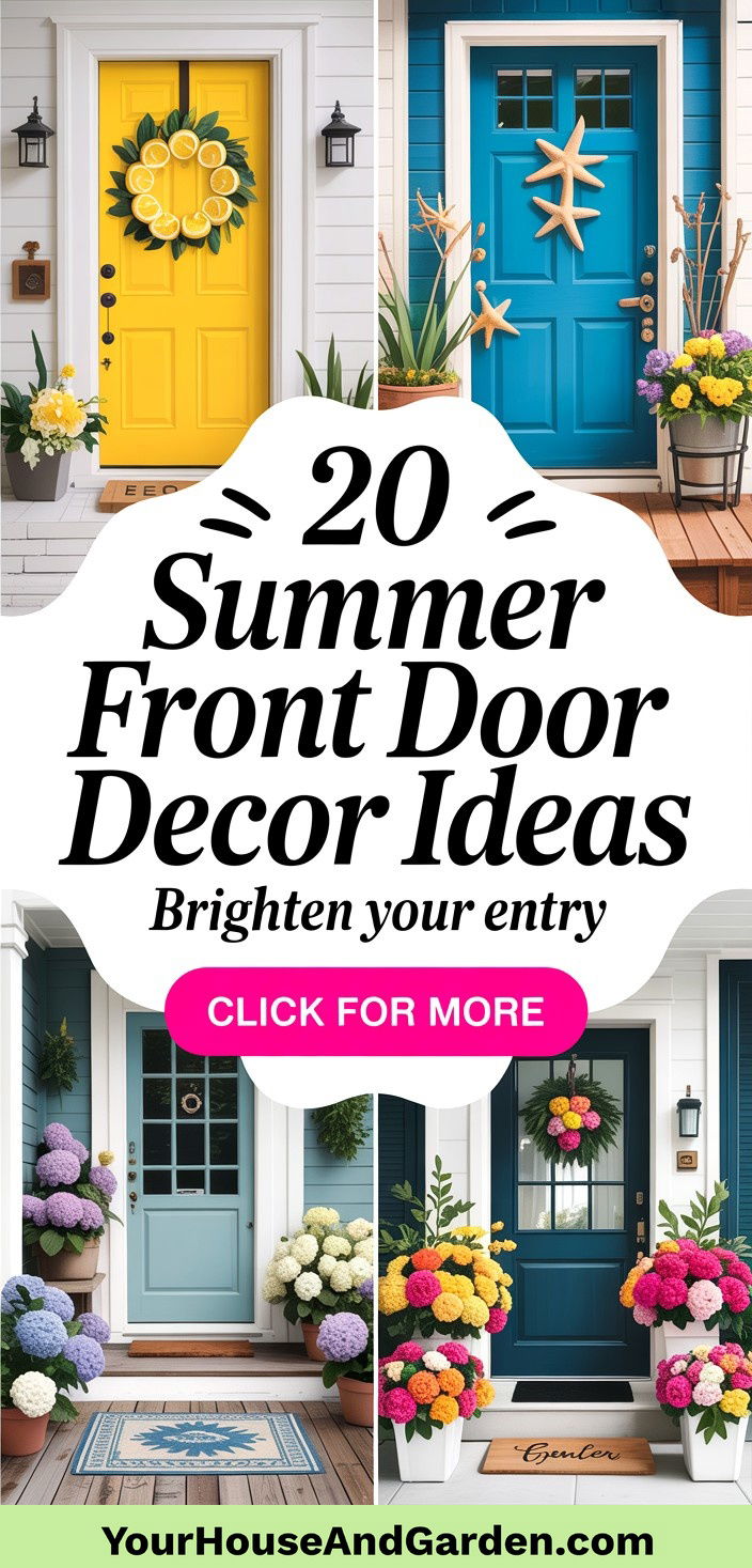 20 Summer Front Door Decor Ideas for a Welcoming Entrance - 20 Summer Front Door Decor Ideas for a Welcoming Entrance