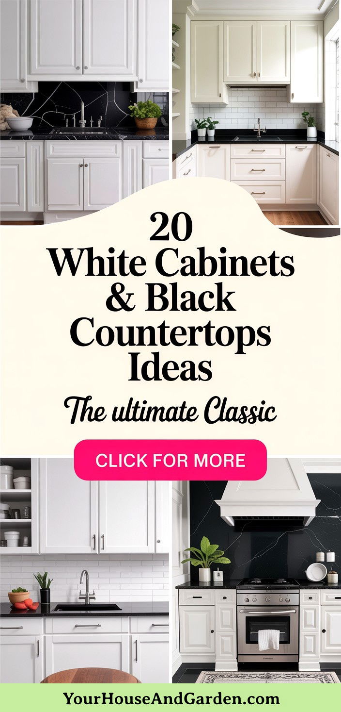 20 White Cabinets and Black Countertops Kitchen Ideas - 20 White Cabinets & Black Countertops Kitchen Ideas