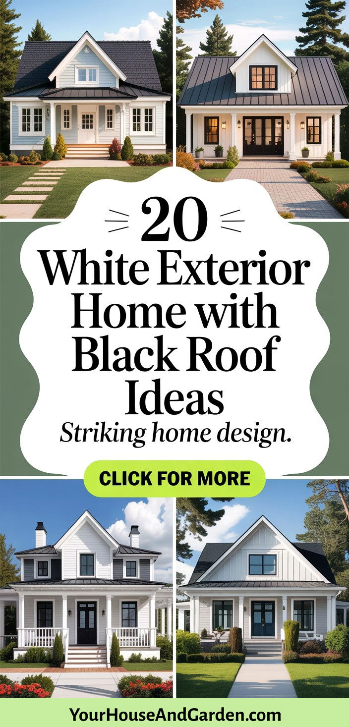 20 White Exterior Home with Black Roof Ideas Bold Contrast